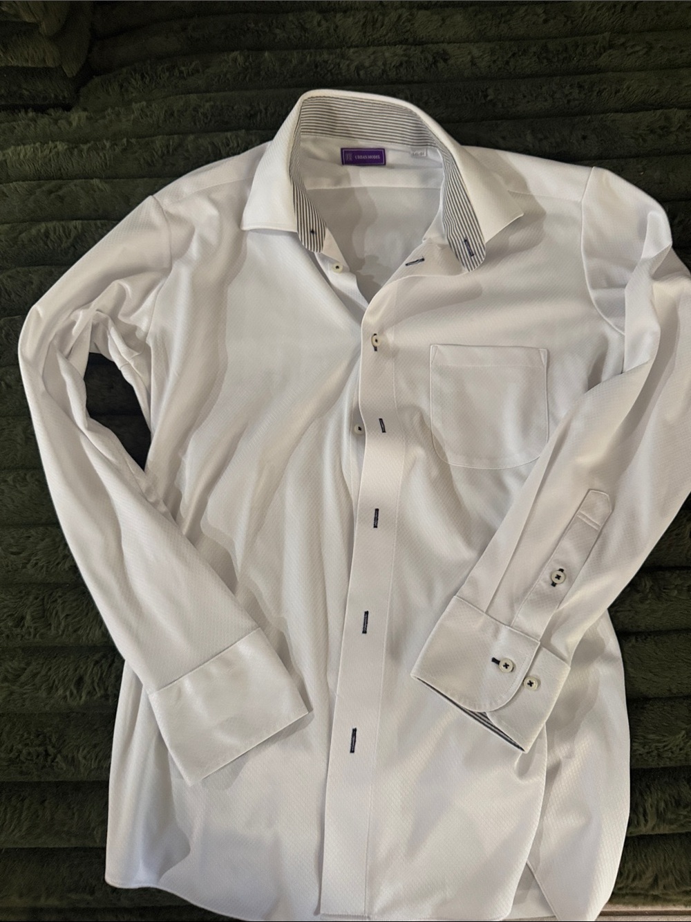 Men's White Dress Shirt with Contrast Inner Collar